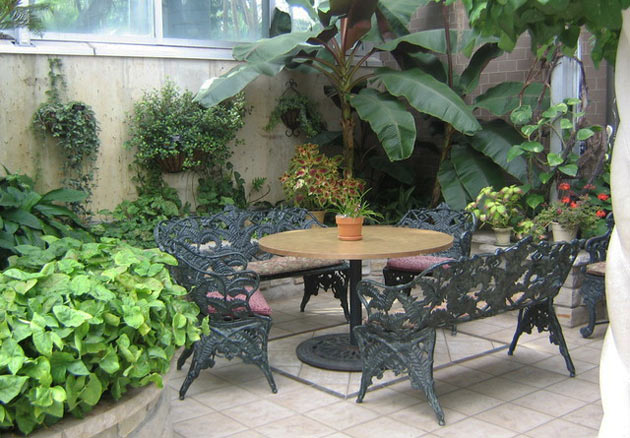 greenhouse with table