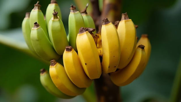 ripe and unripe bananas